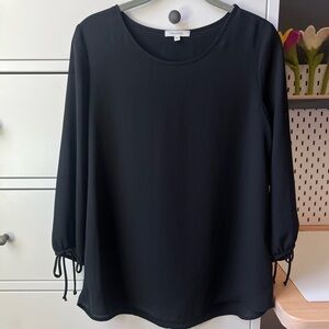 Pleione Black 3/4 Sleeve Relaxed Blouse small Nordstrom